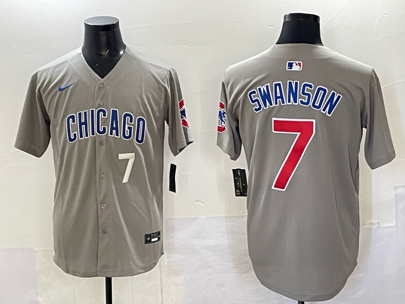 Men Chicago Cubs #7 Swanson grey Nike MLB 2025 jersey 0013